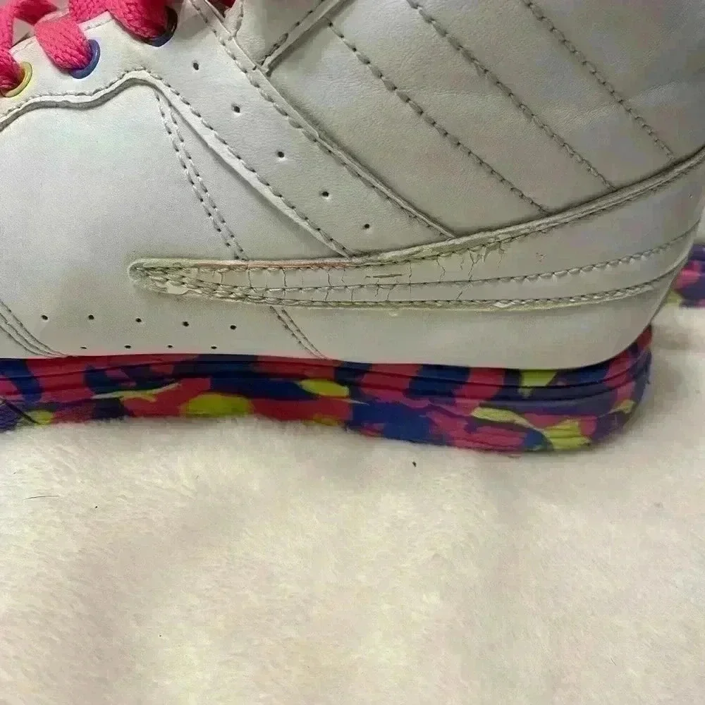 Fila Vulc Mashup Women’s Hi Top Sneakers in pink purple & yellow size 6 1/2”